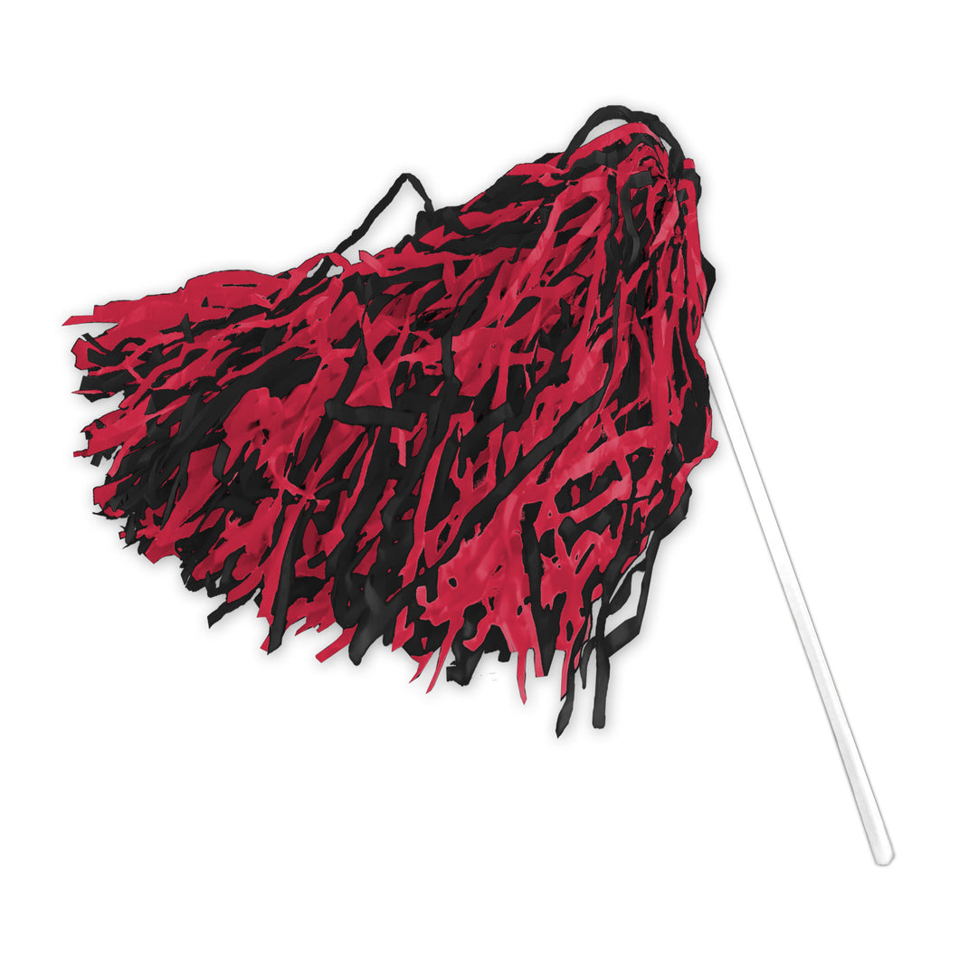 Poms w/ Stick, Crimson/Black