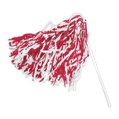 Poms w/ Stick, Crimson/White