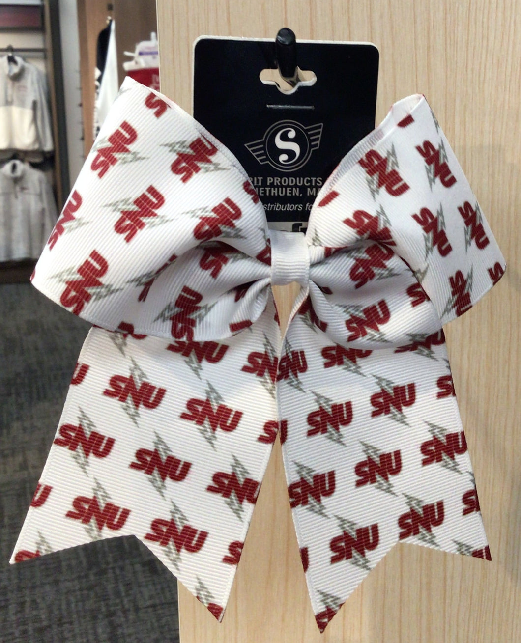 Spirit Cheer Gear Ribbon Barrette, Crimson/White