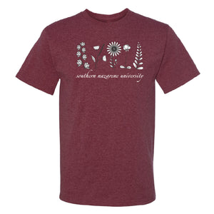 Althea Plants Shot Sleeve Tee, Vintage Maroon (F23)