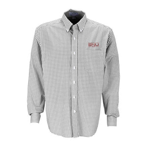 Vantage Men's Easy Care Gingham Check Shirt, Grey and White