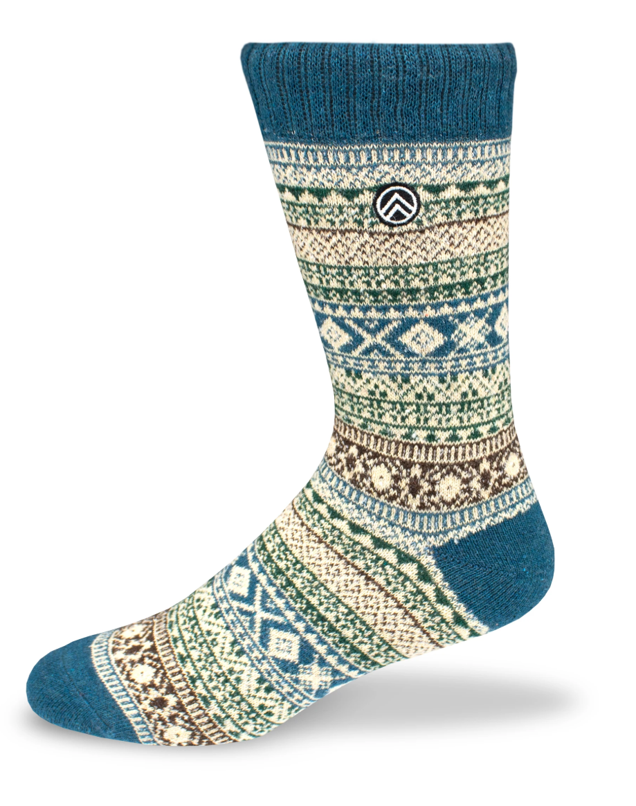 Sky Footwear Acadia Vintage Winter Wool Socks, Light Blue